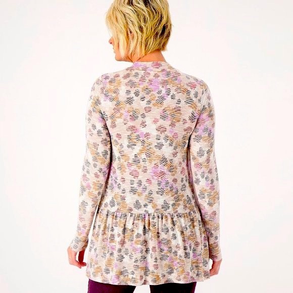 Lori Goldstein Floral Printed Peplum Sweaterknit Mock Neck Top - Picture 10 of 10